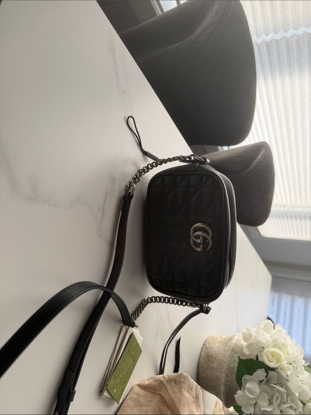 Gucci Black Quilted Leather Crossbody with Silver Double G